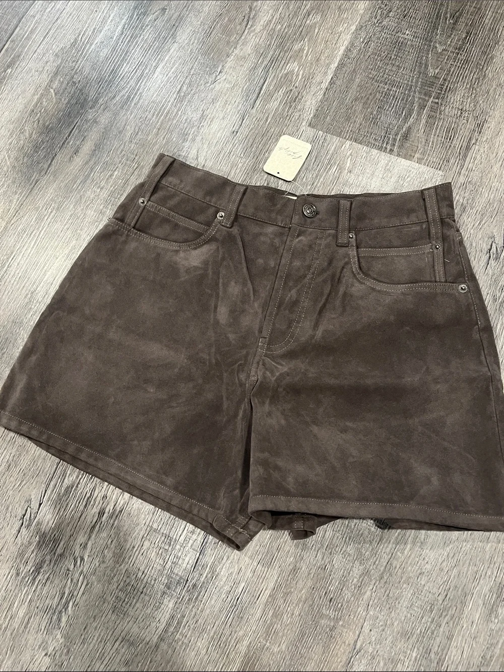 FREE PEOPLE NWT We The Free Tippie Vegan Suede Shorts / Dark Grey